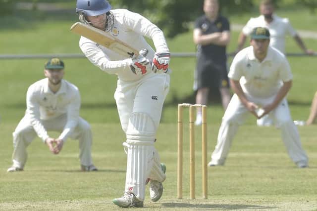 Sam Cooper clips the ball to the boudary in his innings of 41 as Horsforth Hall Park beat third-placed Collingham and Linton by 15 runs. PIC: Steve Riding