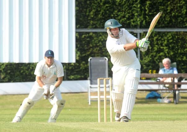 Dan Wilbor (46) knocks the ball for four as Carlton won their Jack Hampshire Cup encounter with visitors Oulton by eight wickets. PIC: Steve Riding