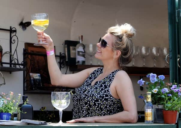 Yorkshire Food and Drink Festival, Millennium Square, Leeds..Kay Chapman enjoys a drink in the sun...5th June 2016 ..Picture by Simon Hulme