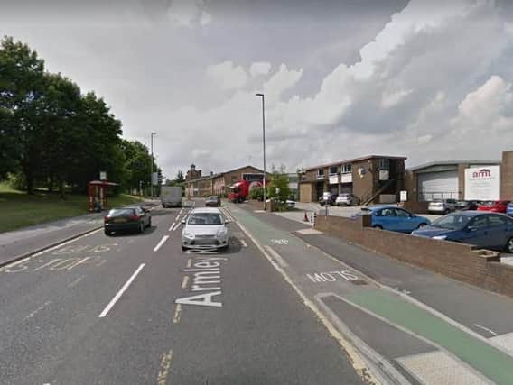 The crash happened on Armley Road, outside AMT Vehicle Rental. Picture: Google