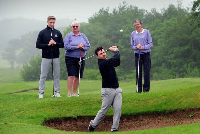 TEEING OFF: George Pennells, Christine Barker, Chris Benton and Mary Heslop at the golf club.