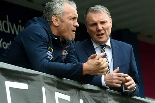 Leeds Rhinos head coach Brian McDermott and chief executive Gary Hetherington. PIC: Jonathan Gawthorpe