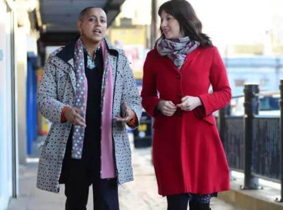 Coun Alison Lowe and Rachel Reeves MP on Armley Town Street.
