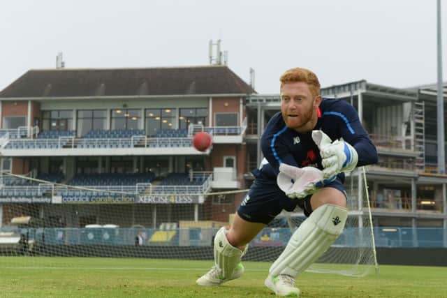 Home comforts: Yorkshires Jonny Bairstow dives for the ball during a nets session ahead of the second Test between England and Pakistan at Headingley. (Picture: Philip Brown/Getty Images)
