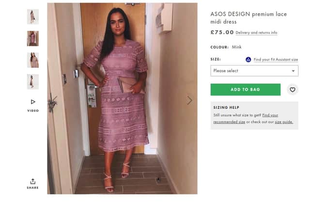 Ms Chippendale photo is now being used by ASOS to advertise the dress (Photo: ASOS)